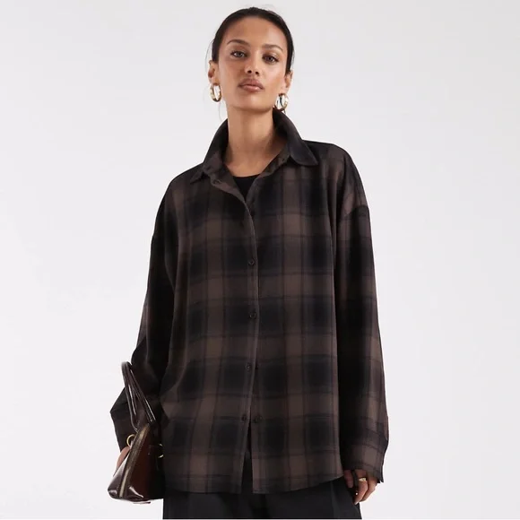 ASOS DESIGN oversized shirt with wide sleeves in plaid - Picture 4 of 9